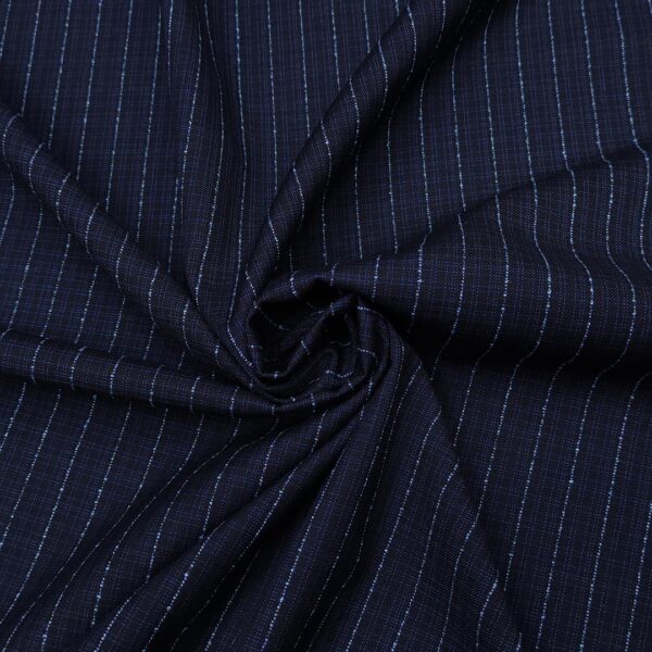 Tessuto Lana fredda elasticizzato motivo gessato blu - celeste