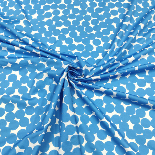 Tessuto Lycra a fantasia motivo pois bianco - azzurro