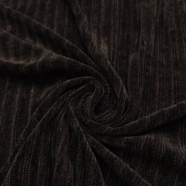 Tessuto maglia a treccia mano ciniglia tinta unita nero
