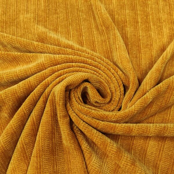 Tessuto maglia a treccia mano ciniglia tinta unita senape