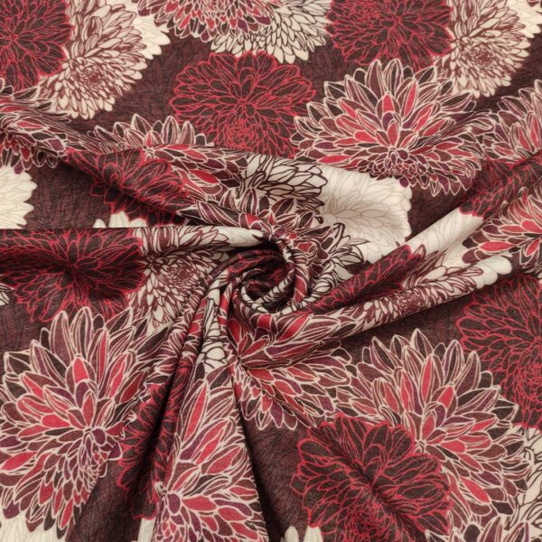 Tessuto Maglia Mano Lana a fantasia motivo bordeaux - panna