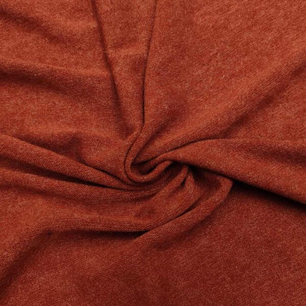 Tessuto Maglia Mano Lana Angoretta in tinta unita terracotta