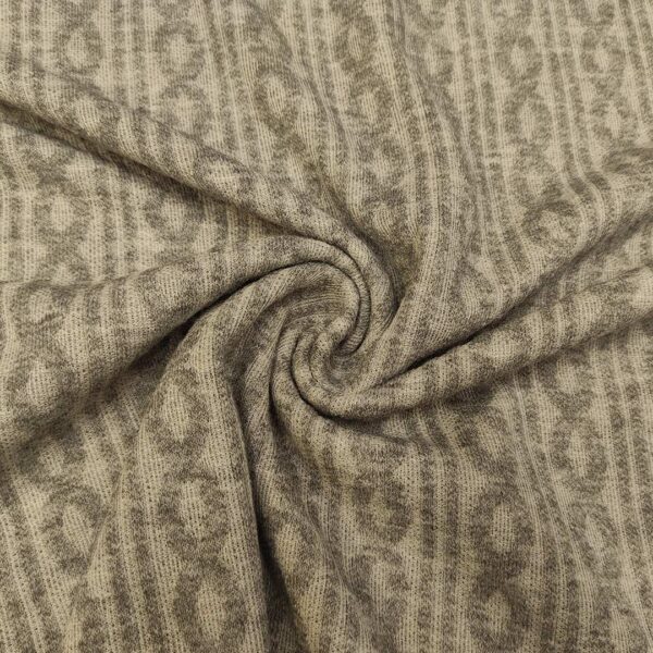 Tessuto Maglia Mano lana in tinta unita motivo treccia grigio