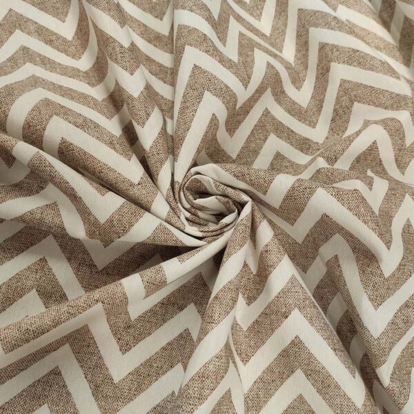 Tessuto Misto Cotone per arredo a fantasia motivo geometrico beige - bianco