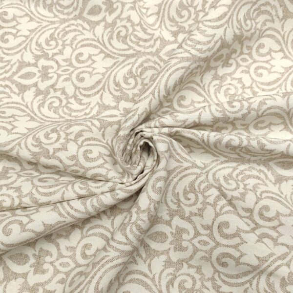 Tessuto Misto Cotone per arredo a fantasia motivo astratto tortora - bianco