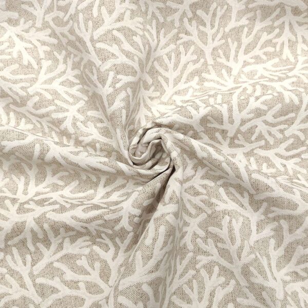 Tessuto Misto Cotone per arredo a fantasia motivo marino beige - bianco