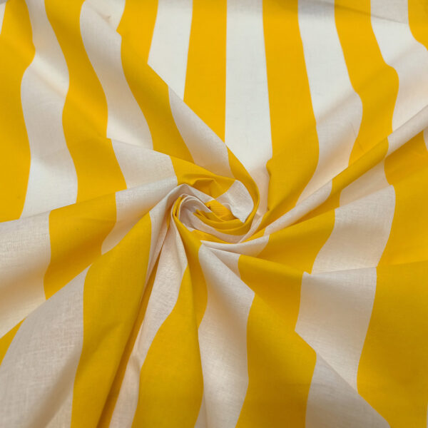 Tessuto Misto Cotone per tende ombreggianti motivo rigato bianco - giallo