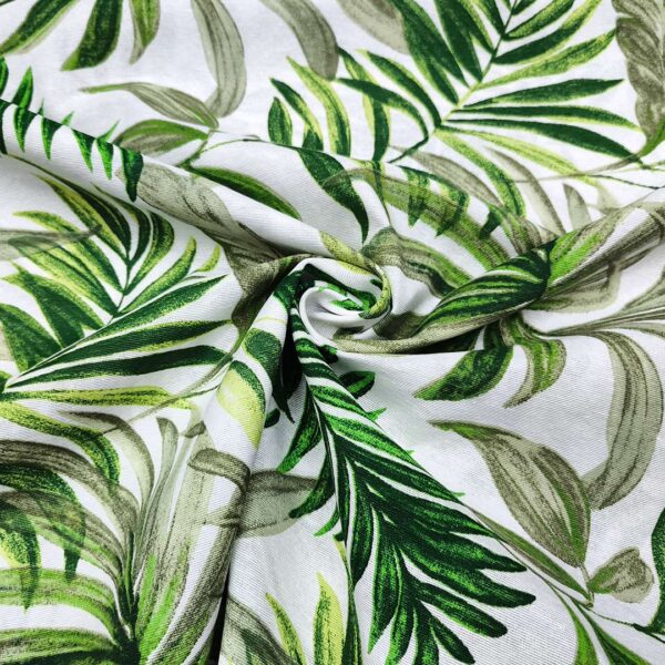 Tessuto Misto Cotone per arredo a fantasia motivo floreale verde - bianco - verde acido