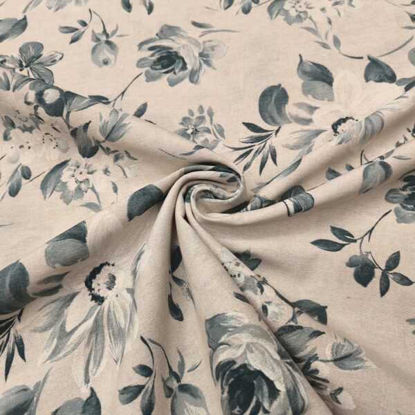 Tessuto Misto Cotone per arredo a fantasia motivo floreale beige - carta da zucchero