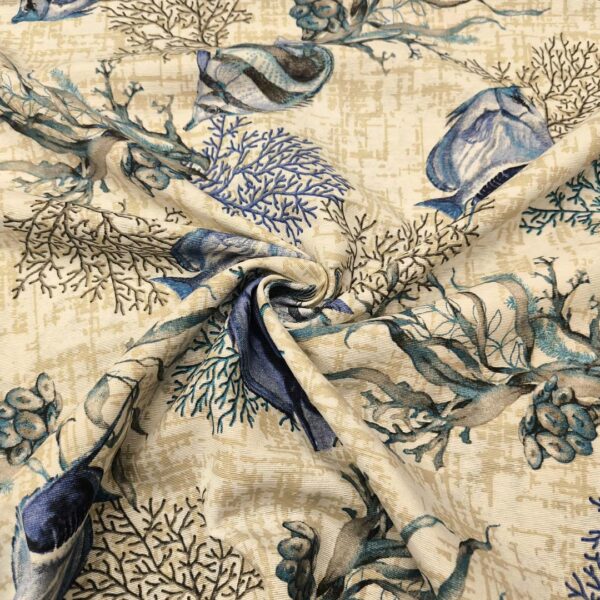 Tessuto Misto Cotone per arredo a fantasia motivo marino beige - carta da zucchero