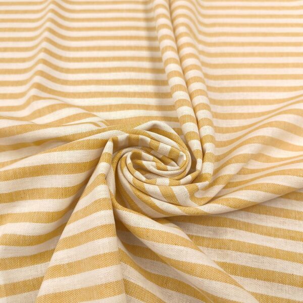 Tessuto Misto Lino a fantasia motivo rigato bianco - giallo