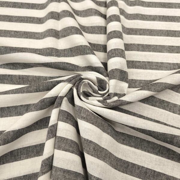 Tessuto Misto Lino a fantasia motivo rigato bianco - nero