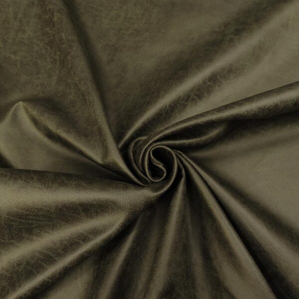 Tessuto per rivestimenti Nabuk idrorepellente effetto invecchiato scamosciato tinta unita verde militare