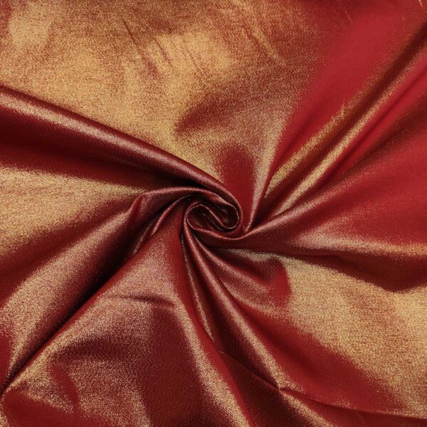 Tessuto Natalizio decorativo raso lurex rosso - oro