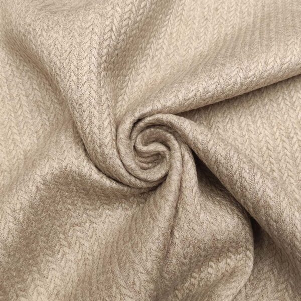 Tessuto Neoprene doppiato con maglia mano cashmere motivo Treccia tinta unita beige