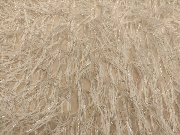 Tessuto organza con frange lurex argento