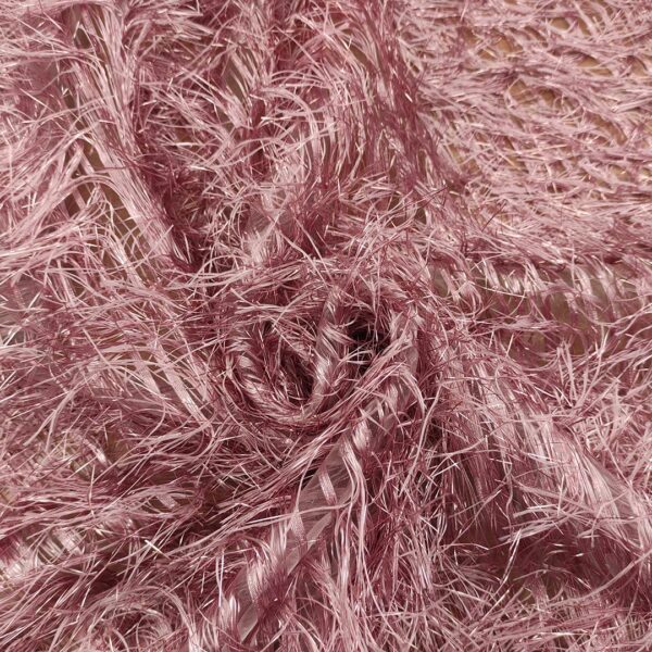 Tessuto organza con frange lurex rosa antico