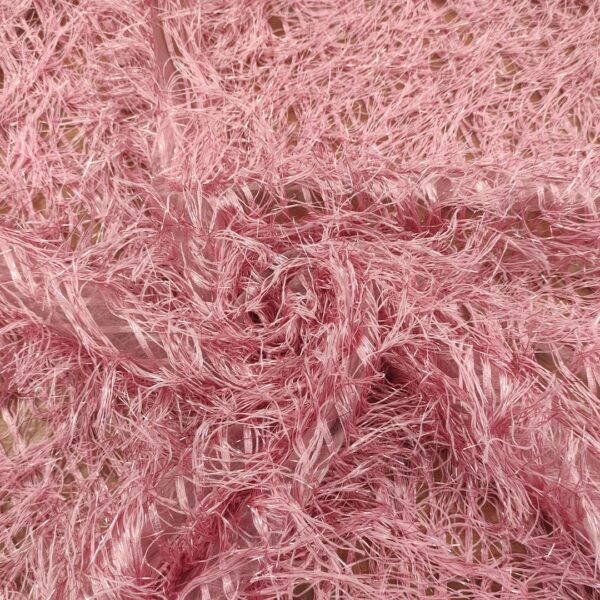 Tessuto organza con frange lurex rosa