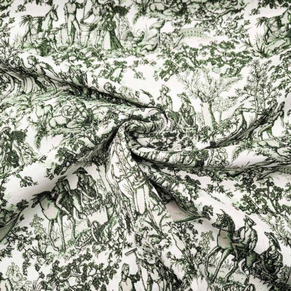 Tessuto per arredo Gobelin a fantasia motivo astratto bianco - verde