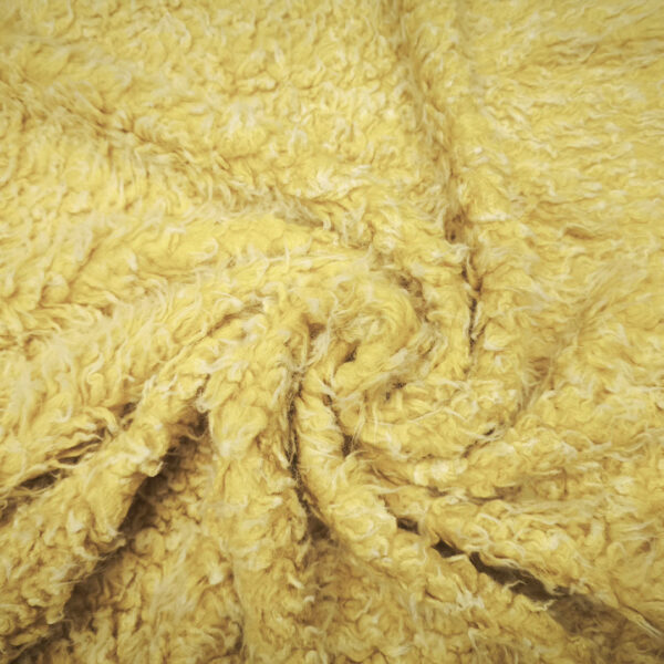 Scampolo di Tessuto Eco Pelliccia teddy giallo - bianco