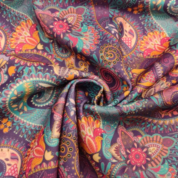 Tessuto per cappotto  Panno a fantasia motivo floreale cashmere vinaccio - fucsia