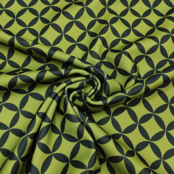 Tessuto per cappotto  Panno a fantasia motivo geometrico verde acido - nero