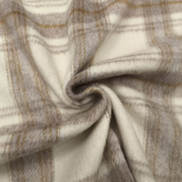 Scampolo di Tessuto per cappotto motivo quadri beige - panna