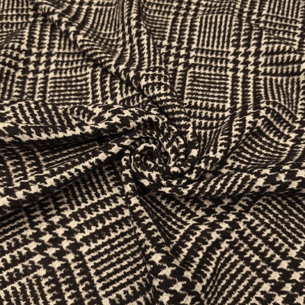 Tessuto per cappotto motivo quadri bianco - nero - argento