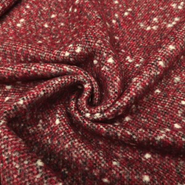 Scampolo di Tessuto per cappotto motivo tweed rosso - bianco