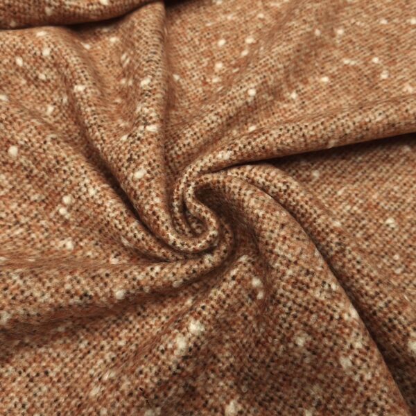 Tessuto per cappotto motivo tweed ruggine - bianco