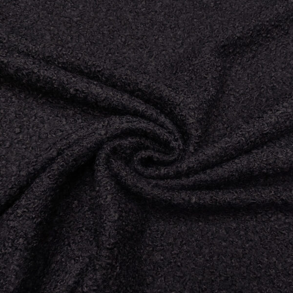 Tessuto per cappotto bouclé tinta unita blu notte