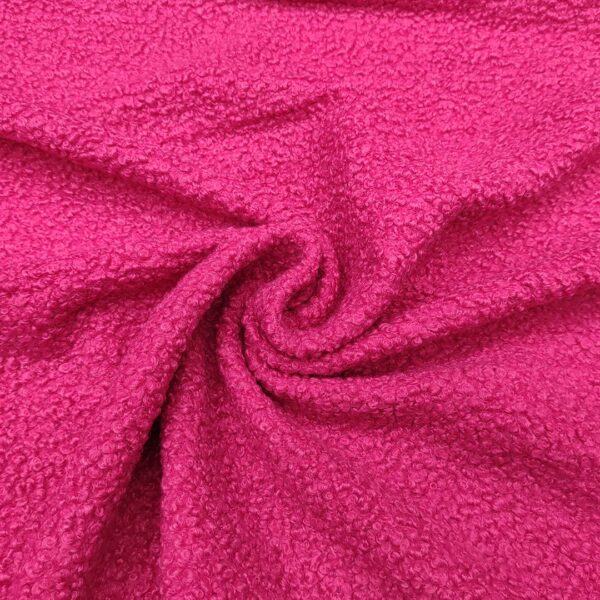 Tessuto per cappotto bouclé tinta unita fucsia