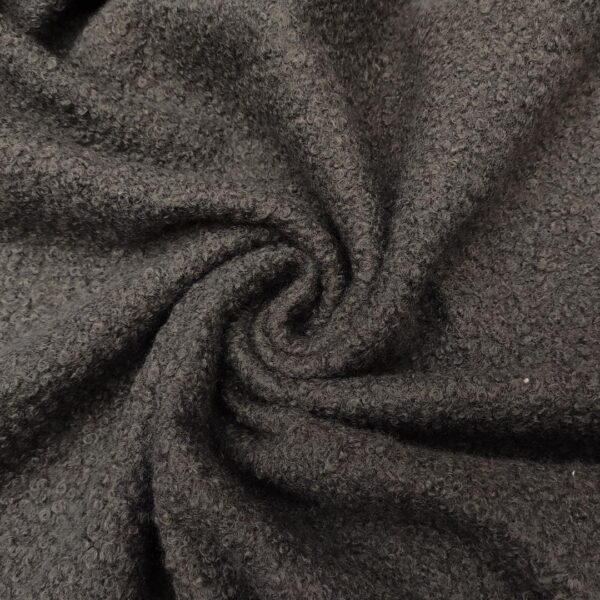 Tessuto per cappotto bouclé tinta unita grigio antracite