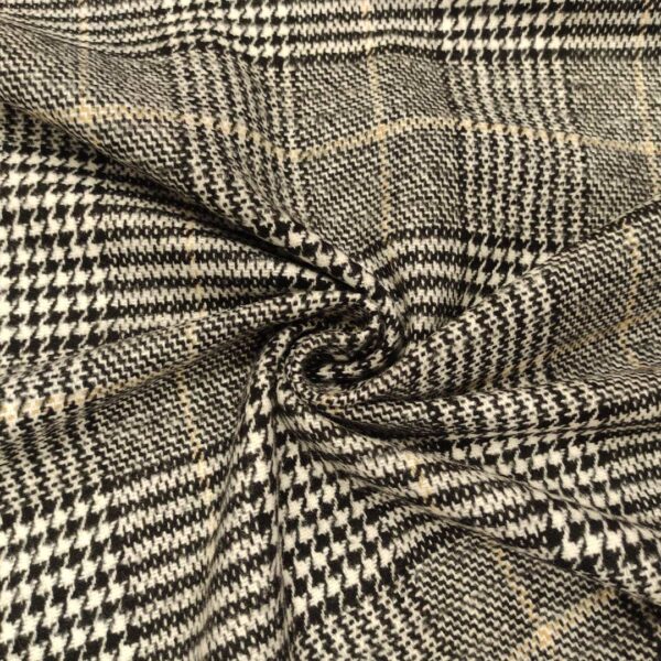 Tessuto per cappotto principe di galles bianco - nero