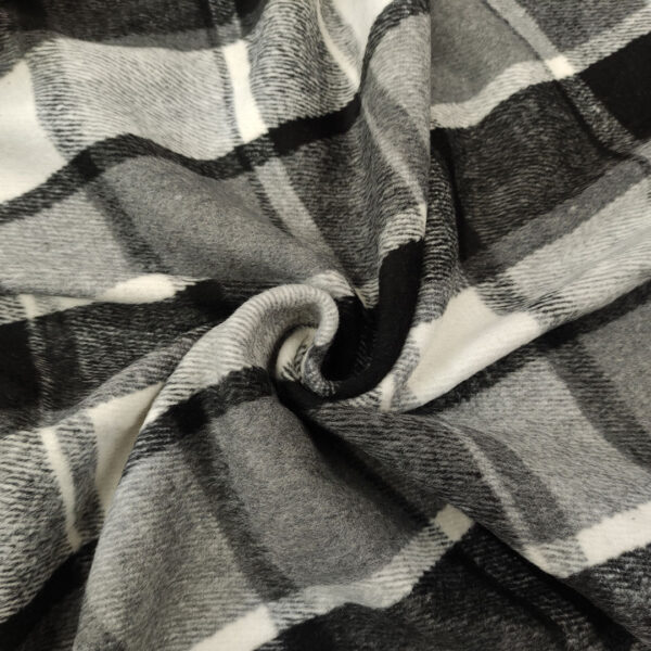 Tessuto per cappotto motivo quadri grigio - bianco - nero