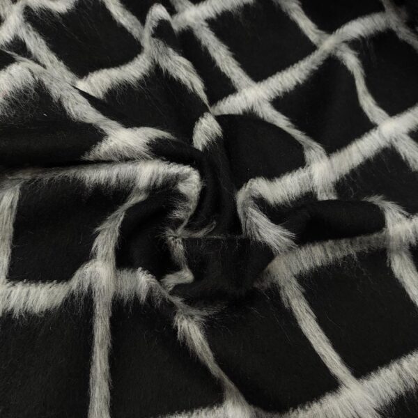 Tessuto per cappotto motivo quadri grigio - nero