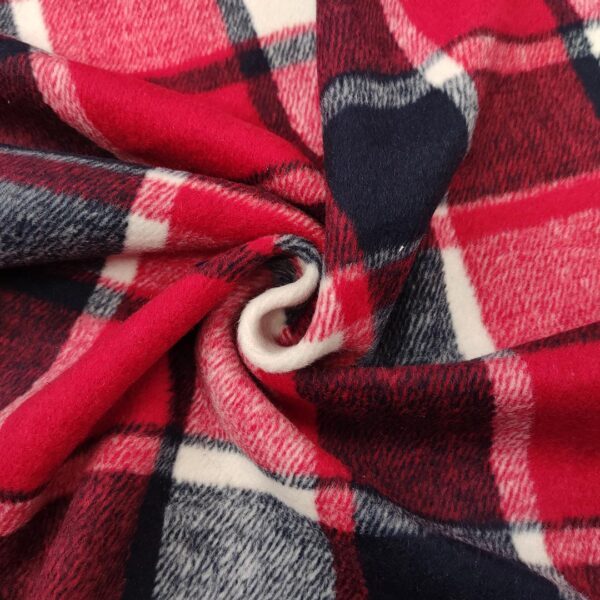 Tessuto per cappotto motivo rosso - blu - bianco