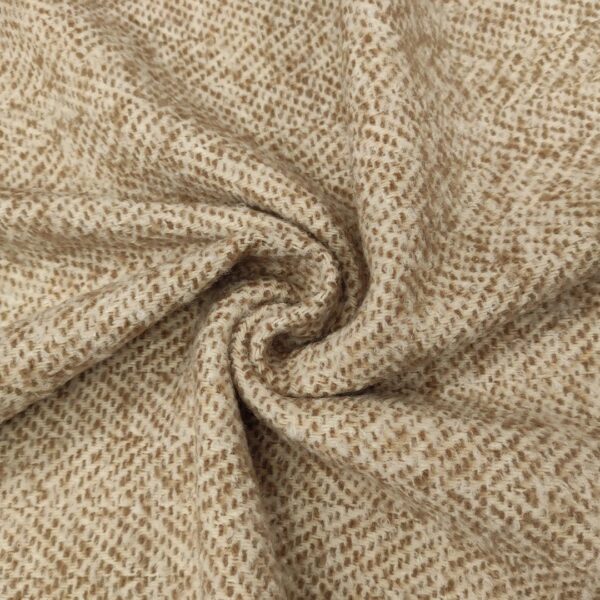 Tessuto per cappotto motivo spigato beige - panna