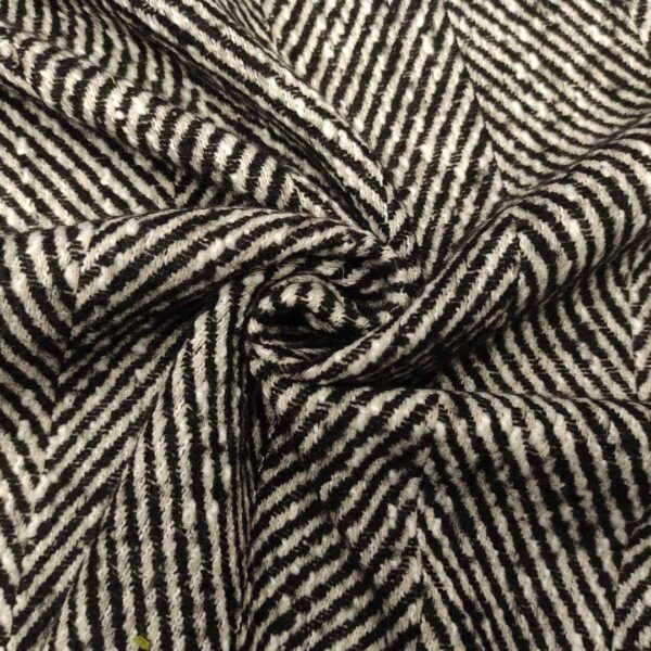 Tessuto per cappotto motivo spigato bianco  - nero