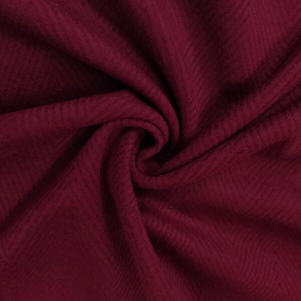 Tessuto per cappotto motivo spigato in tinta unita borgogna