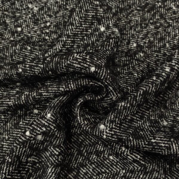 Tessuto per cappotto motivo spigato grigio - bianco - nero