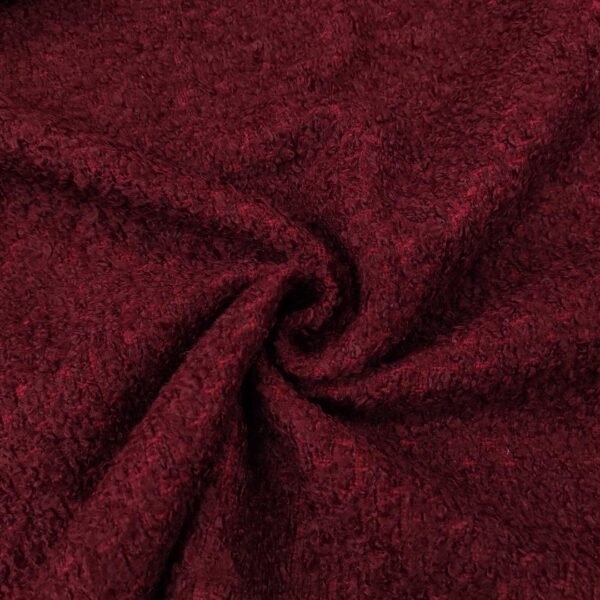 Tessuto per cappotto motivo Tweed tinta unita bordeaux