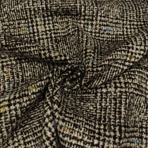 Tessuto per cappotto tweed grigio - nero