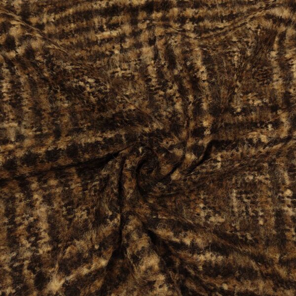 Tessuto per cappotto motivo quadri beige - marrone