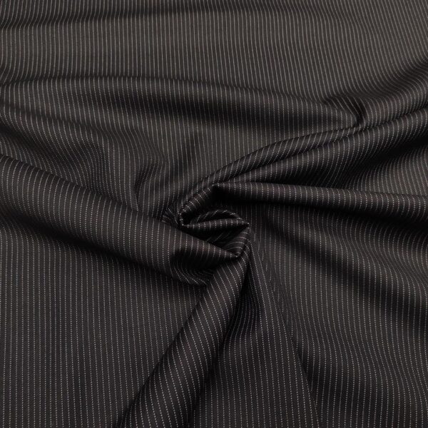 Tessuto pettinato motivo gessato riga stretta blu - bianco