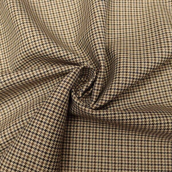 Tessuto pettinato motivo pied de poule lurex grigio - marrone - oro