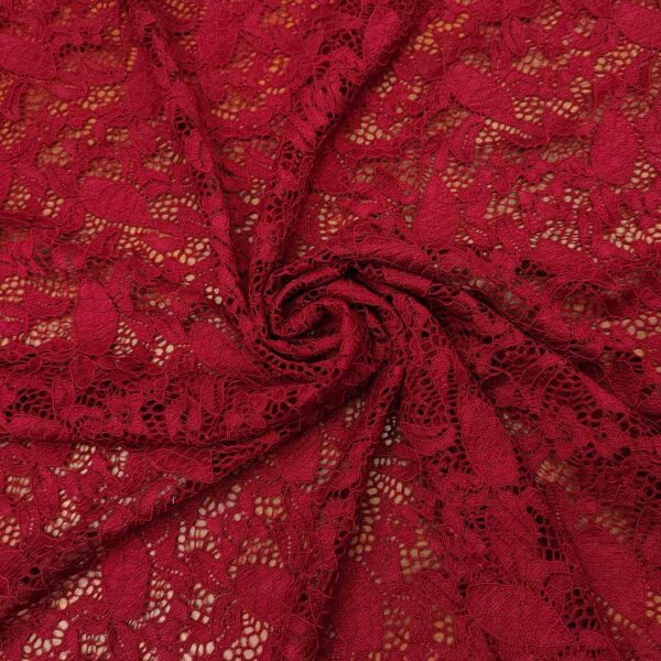 Tessuto pizzo elasticizzato motivo floreale bordeaux