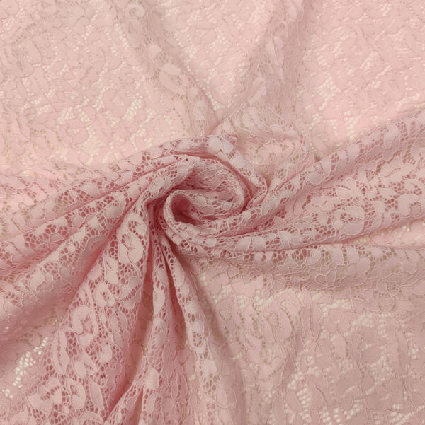 Tessuto pizzo elasticizzato tinta unita rosa