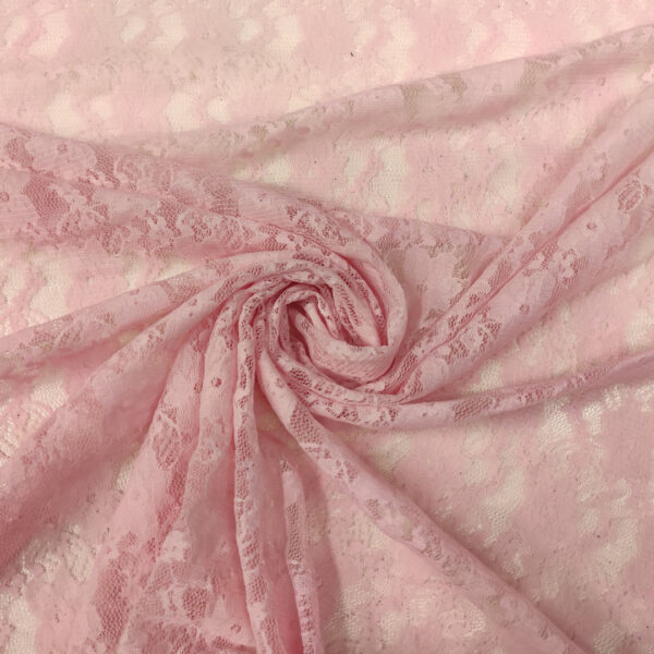 Tessuto pizzo elasticizzato motivo floreale rosa