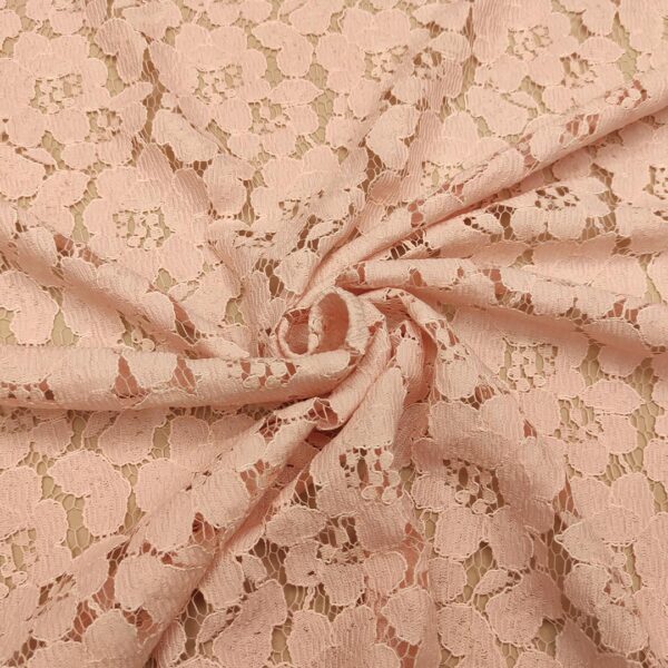 Tessuto pizzo motivo floreale rosa ortensia